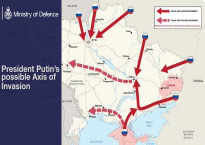 «Аппетиты растут»: Минобороны Британии опубликовало карту вторжения России на Украину